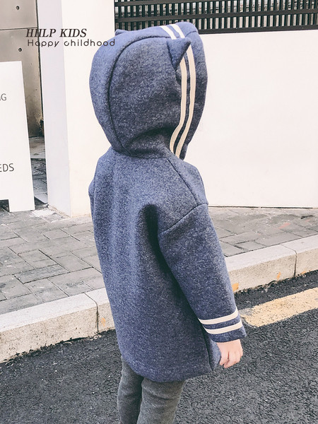 Palton modern pentru copii cu gluga in doua culori