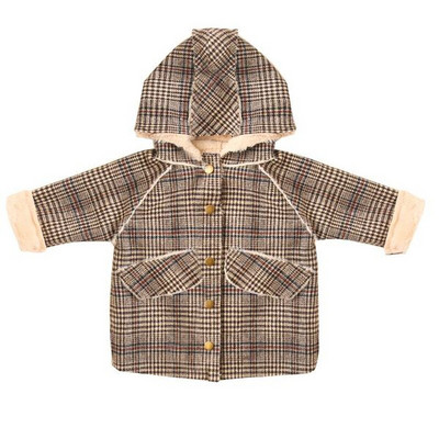 Stílusos gyerek kockás kabát lányoknak puha béléssel