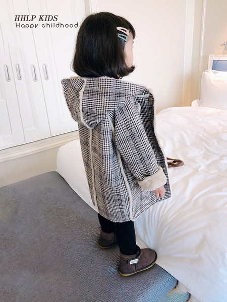 Stílusos gyerek kockás kabát lányoknak puha béléssel