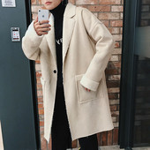 Модерно мъжко палто с мека подплата и джобове в два  цвята