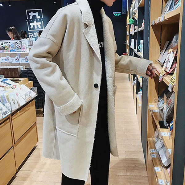 Модерно мъжко палто с мека подплата и джобове в два  цвята 