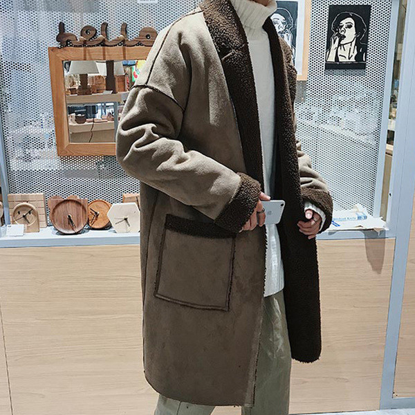 Модерно мъжко палто с мека подплата и джобове в два  цвята 