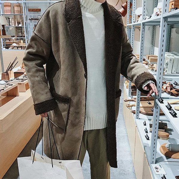 Модерно мъжко палто с мека подплата и джобове в два  цвята 