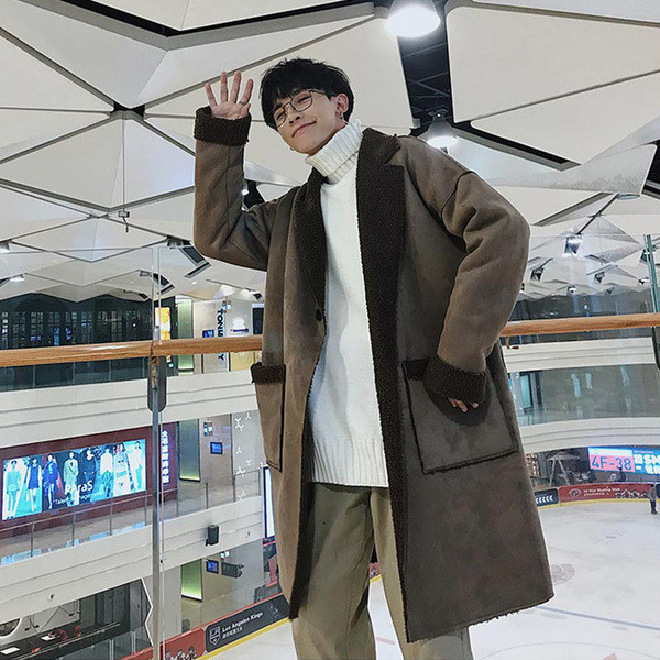 Модерно мъжко палто с мека подплата и джобове в два  цвята 