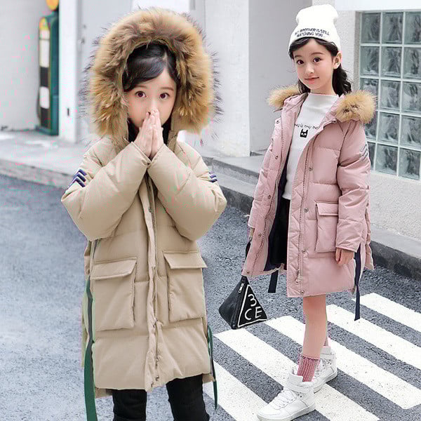 Gyermek modern hosszú kabát lányoknak két színben