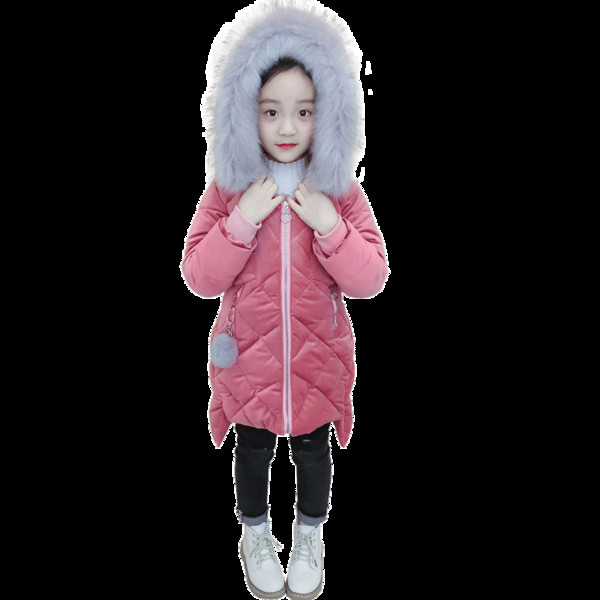 Παιδικό μοντέρνο μακρύ μπουφάν με χνούδι σε τρία χρώματα