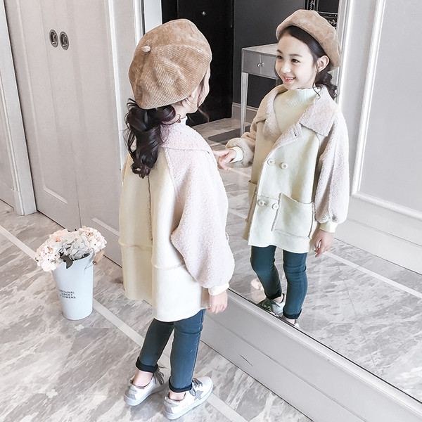 Μοντέρνο παιδικό παλτό για τα κορίτσια σε δύο χρώματα