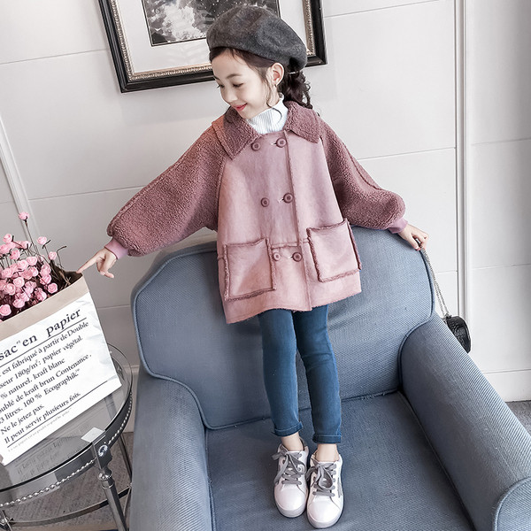 Μοντέρνο παιδικό παλτό για τα κορίτσια σε δύο χρώματα