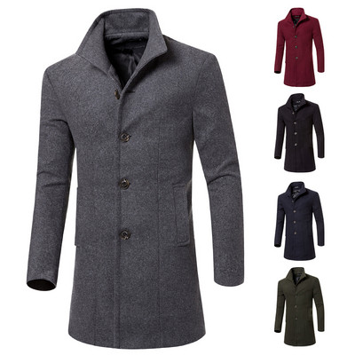 Стилно мъжко палто Slim модел с джобове в няколко цвята 