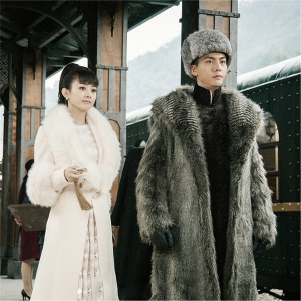 Férfi téli hosszú tollkabát szürke színben