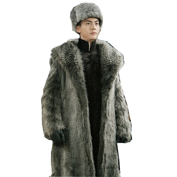 Férfi téli hosszú tollkabát szürke színben