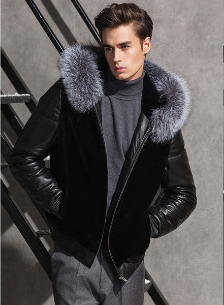 ΝΕΟ Πραγματικό ανδρικό σακάκι με κουκούλα με μαύρο χρώμα