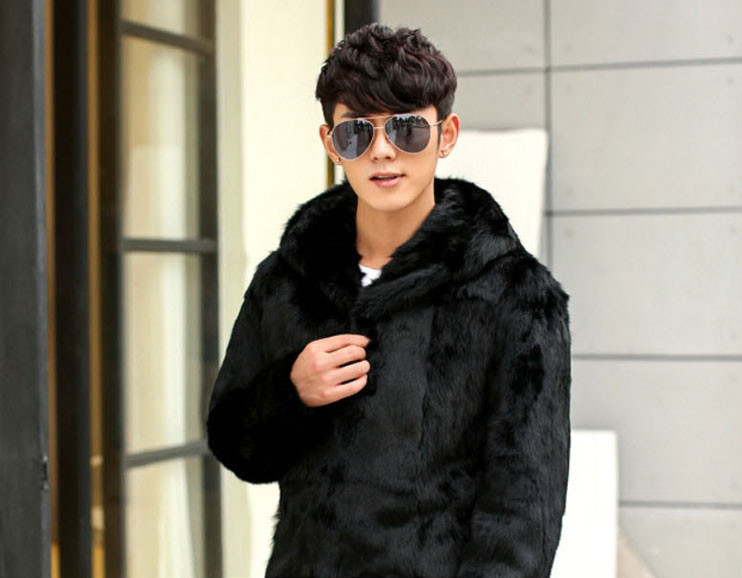 Palton casual pentru bărbați, cu glugă, în negru și maro