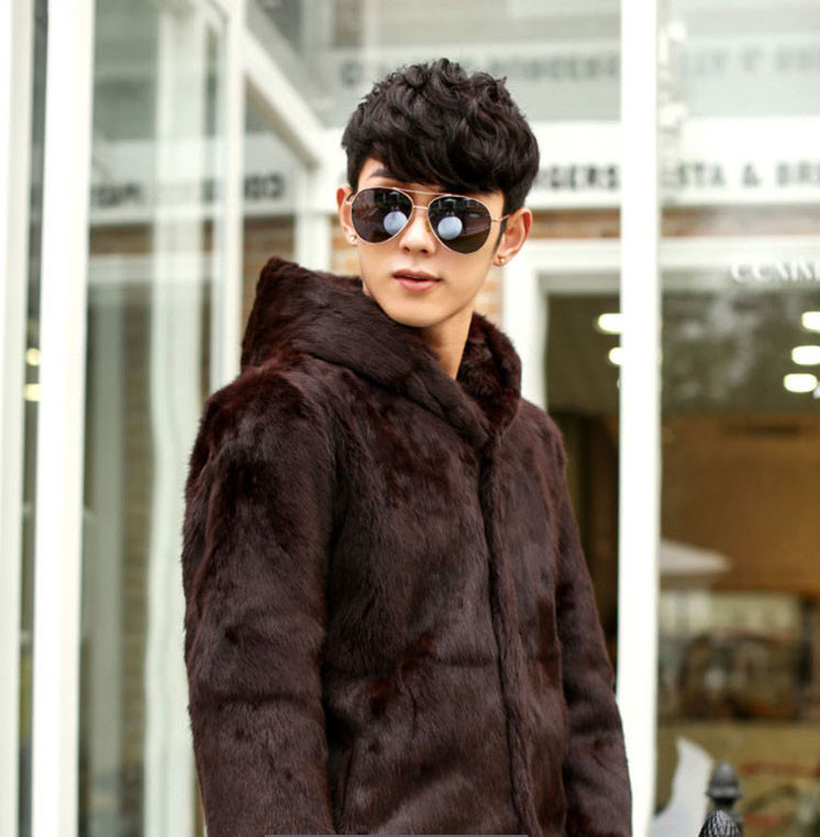 Palton casual pentru bărbați, cu glugă, în negru și maro