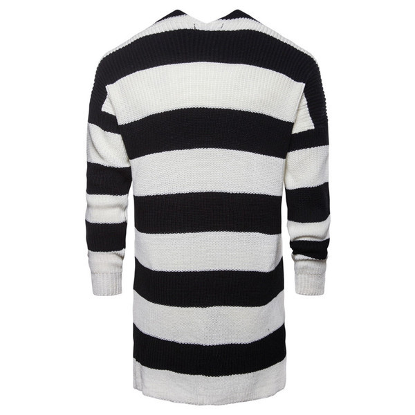 Modern férfi csíkos mellény fekete-fehér zsebekkel