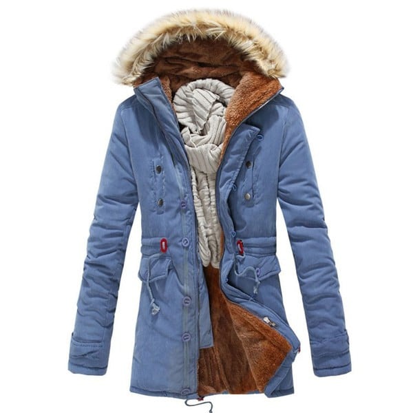 Hétköznapi férfi téli kabát puha béléssel és pehely kapucnival több színben
