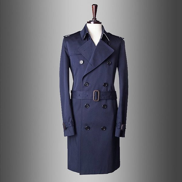 Stílusos férfi esőkabát Vékony modell övvel és V-alakú gallérral, két színben