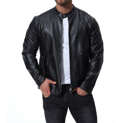 Alkalmi férfi kabát eco bőrből, sima modellből fekete színben