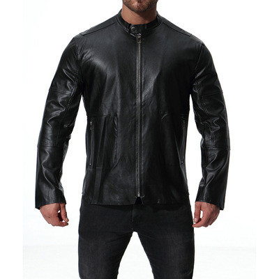 Alkalmi férfi kabát eco bőrből, sima modellből fekete színben