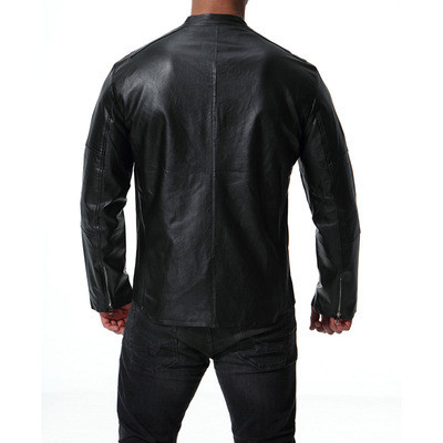 Alkalmi férfi kabát eco bőrből, sima modellből fekete színben