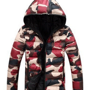 Alkalmi férfi kabát kapucnival, terepszínű mintával, három színben