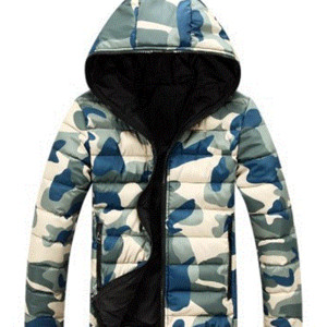 Alkalmi férfi kabát kapucnival, terepszínű mintával, három színben