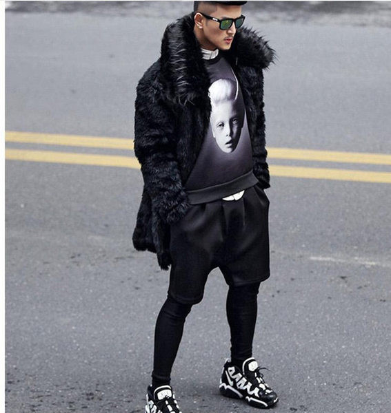 Мъжко пухено палто в черен цвят