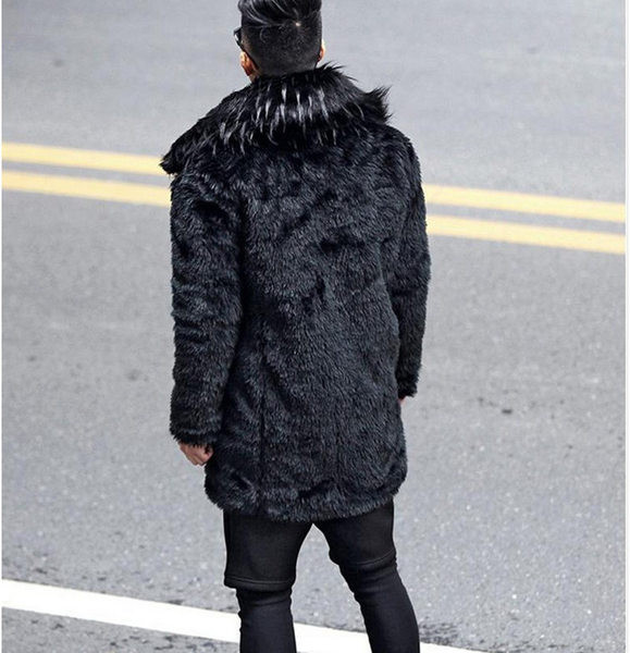 Мъжко пухено палто в черен цвят