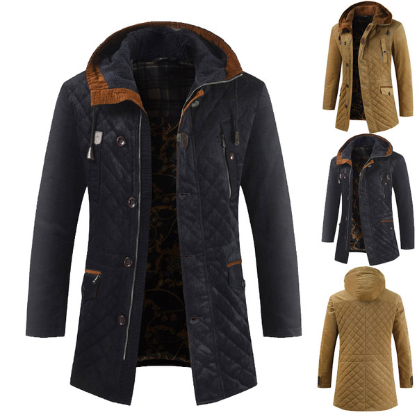 Alkalmi férfi kabát Karcsú modell kapucnival és zsebekkel, két színben