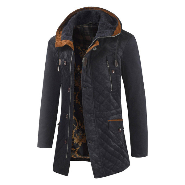 Alkalmi férfi kabát Karcsú modell kapucnival és zsebekkel, két színben