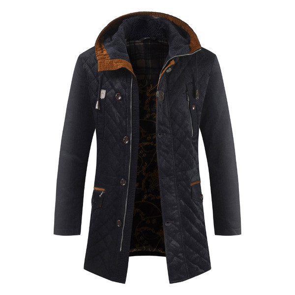 Alkalmi férfi kabát Karcsú modell kapucnival és zsebekkel, két színben