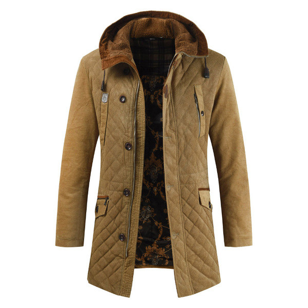 Alkalmi férfi kabát Karcsú modell kapucnival és zsebekkel, két színben