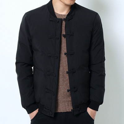 Alkalmi férfi dzseki O-alakú gallérral, fekete és zöld színben