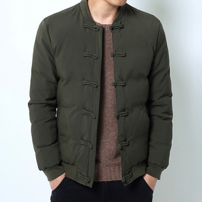 Alkalmi férfi dzseki O-alakú gallérral, fekete és zöld színben