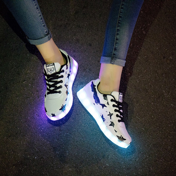 Modern világító női tornacipő öko bőrből