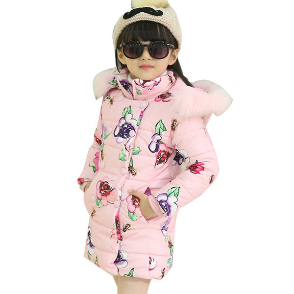 Geaca de iarna pentru copii pentru fete in roz si albastru