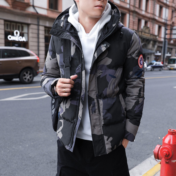 Jacheta de camuflaj pentru barbati cu gluga in doua culori