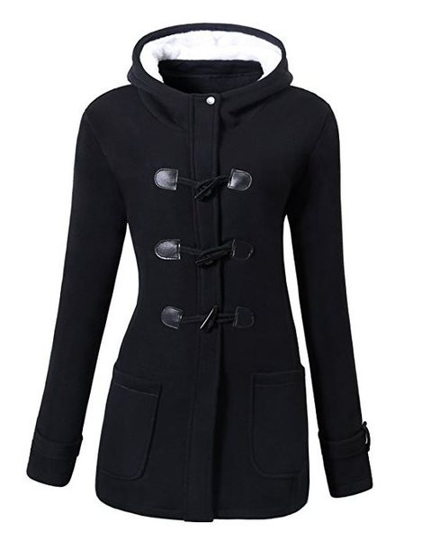 Palton modern de damă cu puf pe glugă în cinci culori