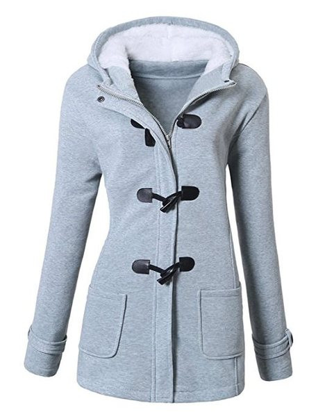 Palton modern de damă cu puf pe glugă în cinci culori