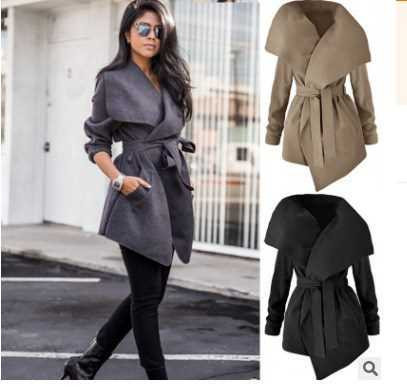 Palton elegant de dama in trei culori cu curea