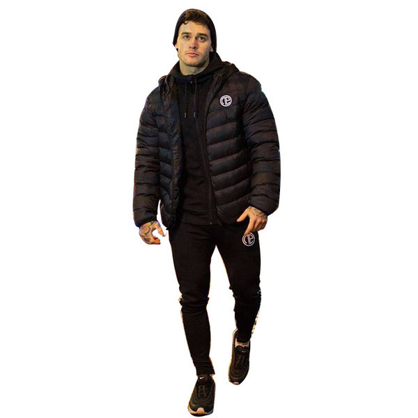 Férfi alkalmi kabát kapucnival, két színben