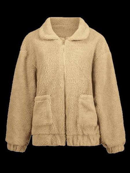 Női alkalmi pehelykabát barna zsebekkel