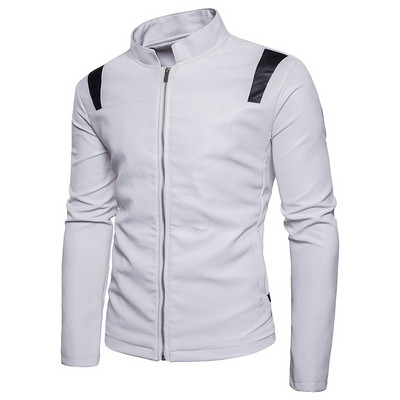 Модерно мъжко кожено яке в три цвята с цветни ленти