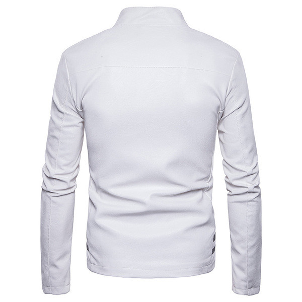 Модерно мъжко кожено яке в три цвята с цветни ленти