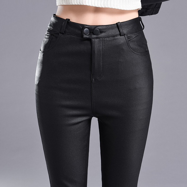 Pantaloni de dama elastici de culoare visiniu cu talie inalta