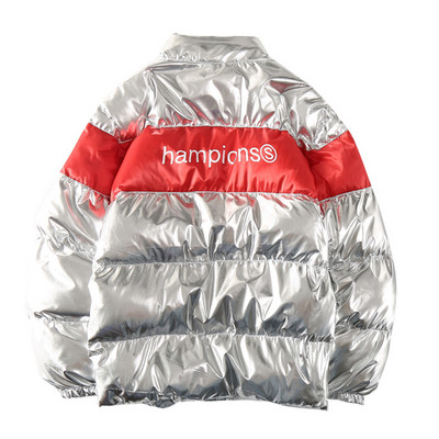 Hétköznapi téli kabát felirattal, férfiaknak és nőknek egyaránt