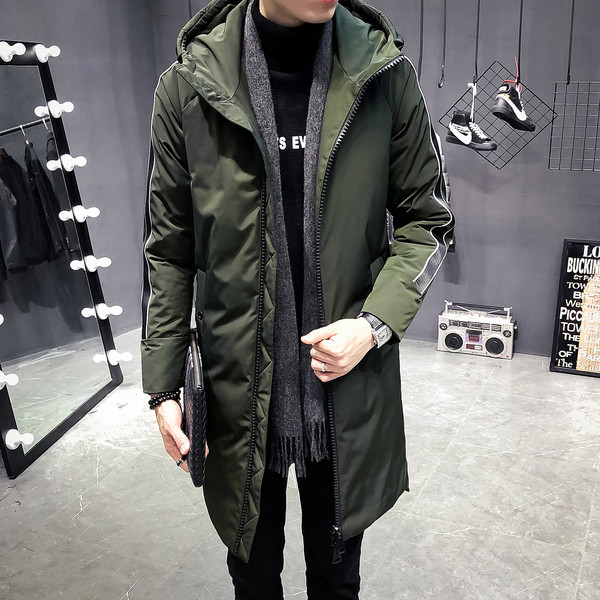 Geaca de iarna lunga pentru barbati cu bretele laterale in trei culori