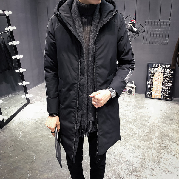 Geaca de iarna lunga pentru barbati cu bretele laterale in trei culori