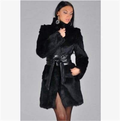 Дамско стилно палто в черен цвят