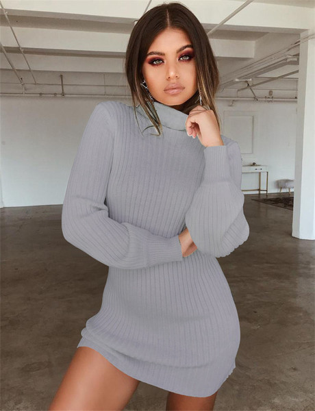 Modern női téli ruha magas gallérral több színben